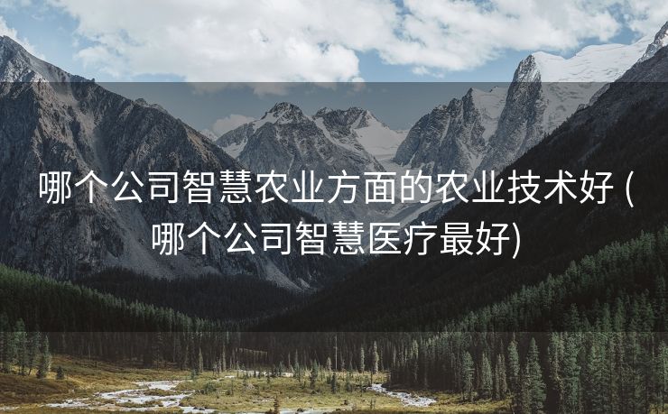 哪个公司智慧农业方面的农业技术好 (哪个公司智慧医疗最好)
