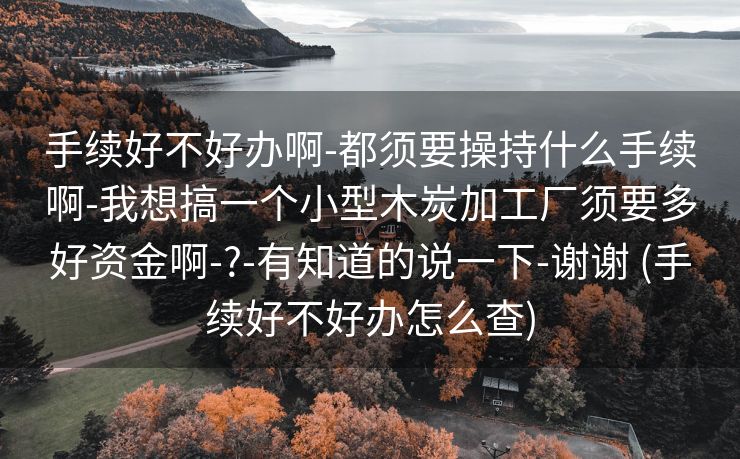 手续好不好办啊-都须要操持什么手续啊-我想搞一个小型木炭加工厂须要多好资金啊-?-有知道的说一下-谢谢 (手续好不好办怎么查)