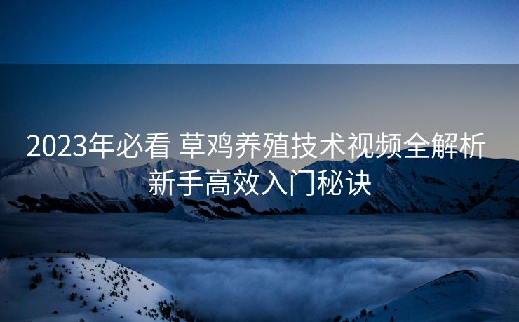 2023年必看 草鸡养殖技术视频全解析 新手高效入门秘诀 2023年必看 草鸡养殖技术视频全解析 新手高效入门秘诀