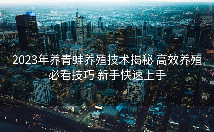 2023年养青蛙养殖技术揭秘 高效养殖必看技巧 新手快速上手