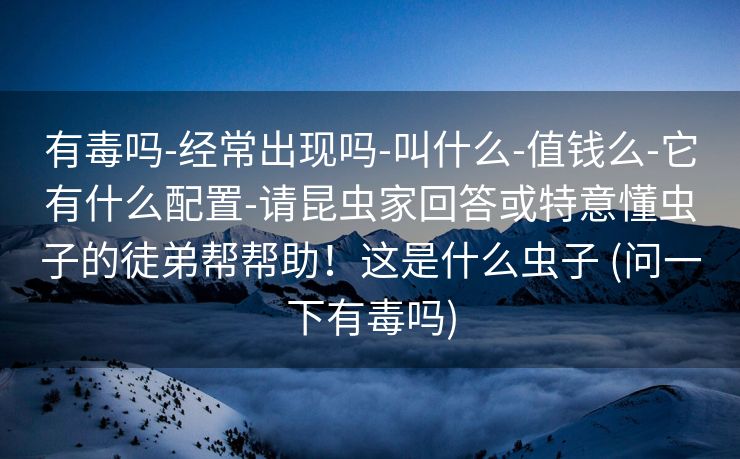 有毒吗-经常出现吗-叫什么-值钱么-它有什么配置-请昆虫家回答或特意懂虫子的徒弟帮帮助！这是什么虫子 (问一下有毒吗)