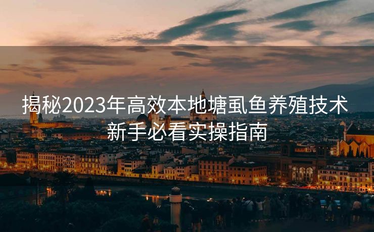 揭秘2023年高效本地塘虱鱼养殖技术 新手必看实操指南