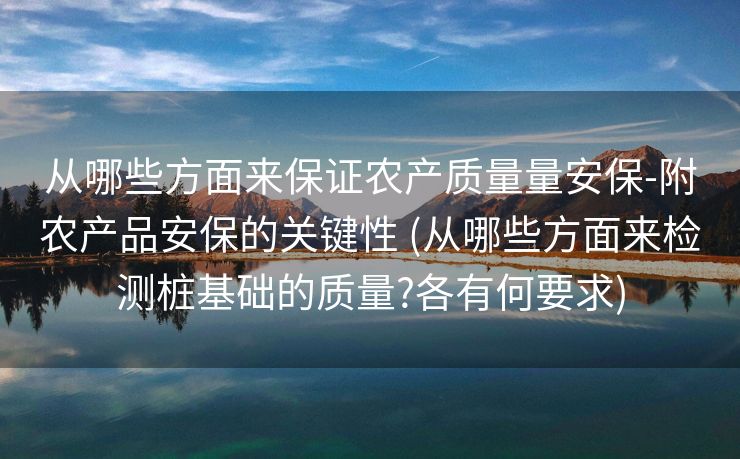 从哪些方面来保证农产质量量安保-附农产品安保的关键性 (从哪些方面来检测桩基础的质量?各有何要求)