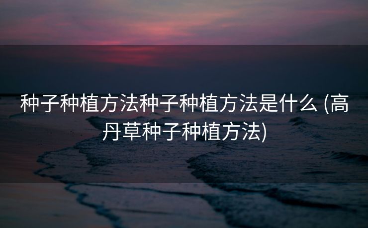 种子种植方法种子种植方法是什么 (高丹草种子种植方法)