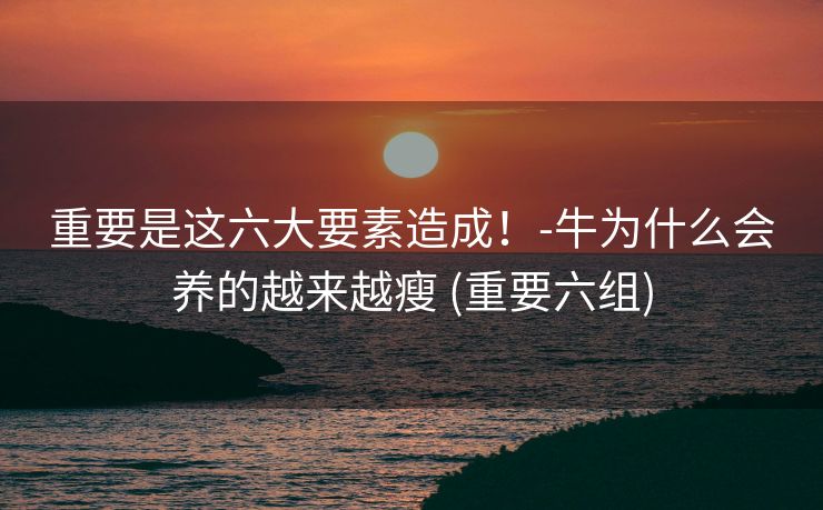 重要是这六大要素造成！-牛为什么会养的越来越瘦 (重要六组)