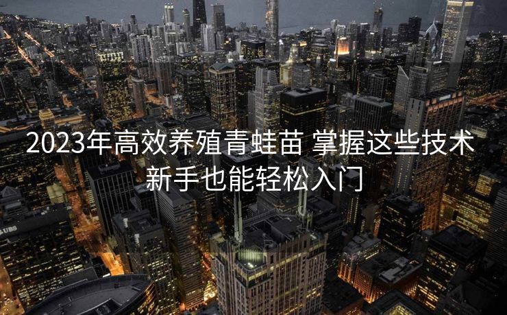 2023年高效养殖青蛙苗 掌握这些技术 新手也能轻松入门 2023年高效养殖青蛙苗 掌握这些技术 新手也能轻松入门